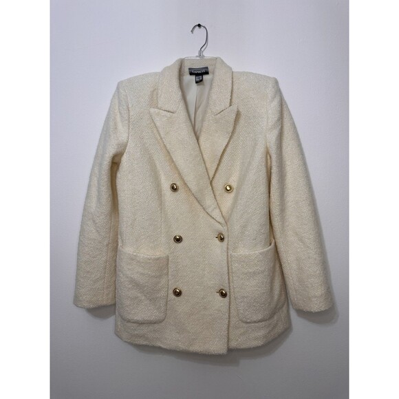 Express Women’s Blazer Wool Blend Double Breasted Button Up Lined Padded Cozy - Picture 1 of 7